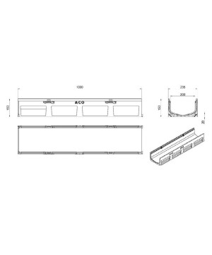 Bộ rãnh thoát nước Euroline E200.150/GRT-3AX ACO ZAVAK